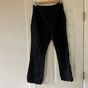 Reformation Black Linen High Waisted Capri Pants with Ruffle Hem (M)
